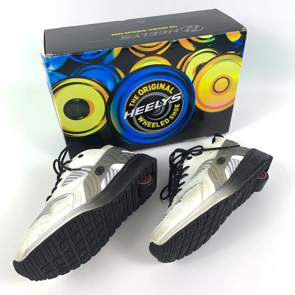 Heelys Kids Force Skate Shoe Y Sz 6 Black White Gray‎ Lace Up with Box